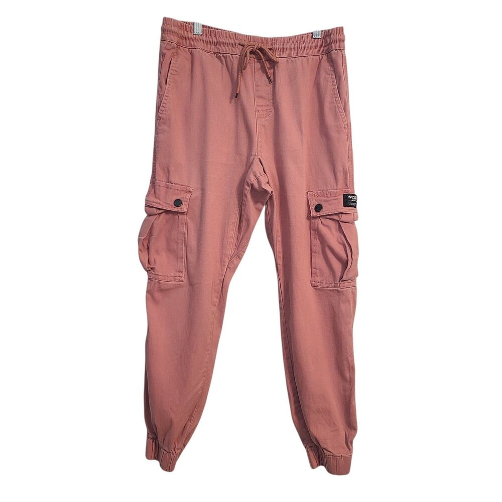 WeSC Slim Utility Cargo Joggers Mens M/Womens L Dust Pink Mauve Streetwear Y2K